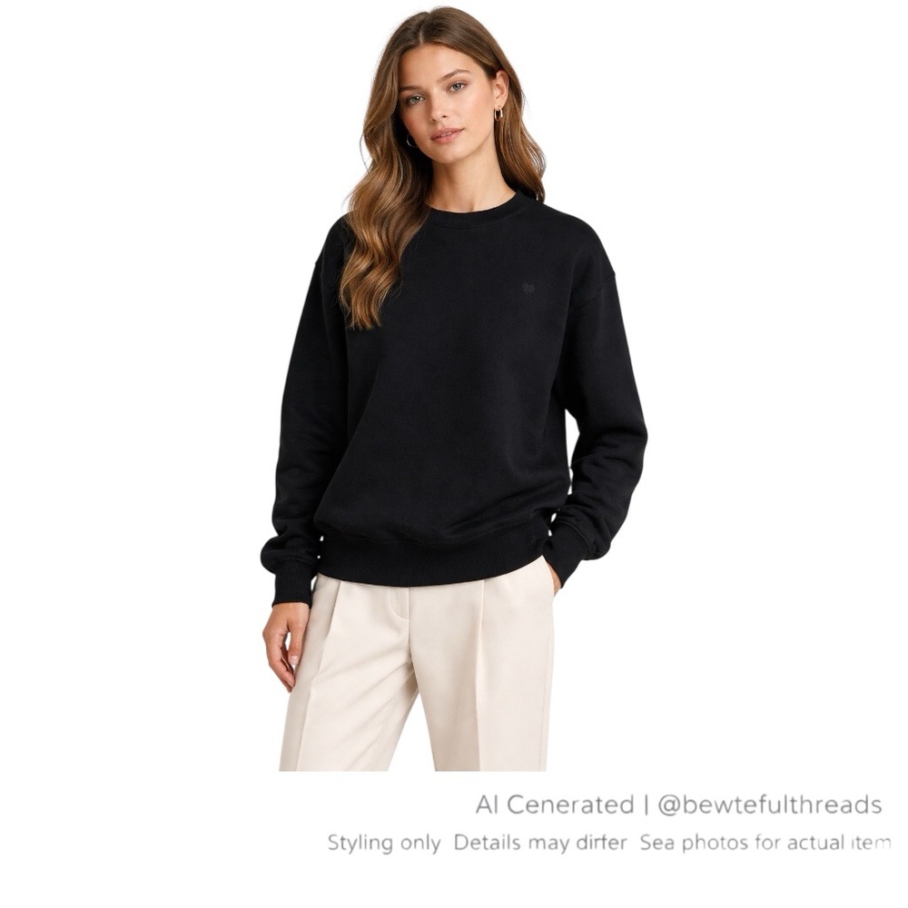Black Quiet Luxury Minimalist Crewneck Sweatshirt S/M